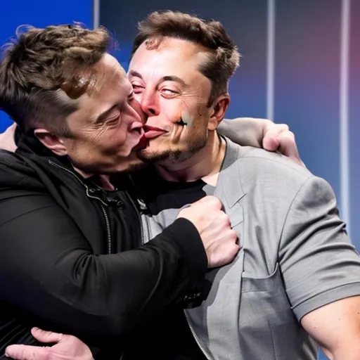 Prompt: Elon Musk kissing Elon Musk