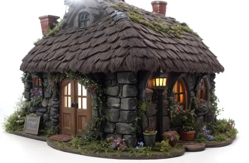 Prompt: a fairy cottage, symetric