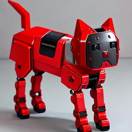 Prompt: robot dog, red dog robot
