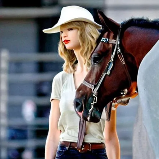 Prompt: Taylor swift as a horse rider