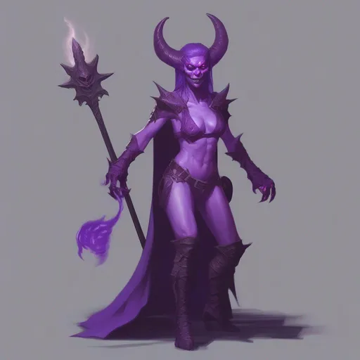 Prompt: dnd female purple demon