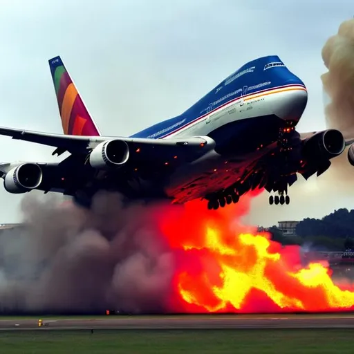 Prompt: gay 747 on fire