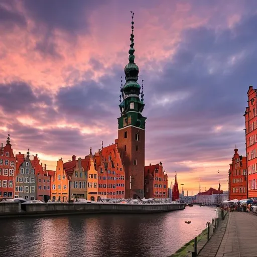 Prompt: Gdansk sunset
