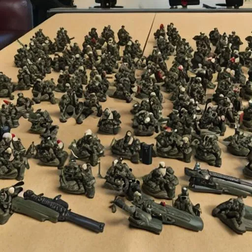Prompt: toy solider army with real guns