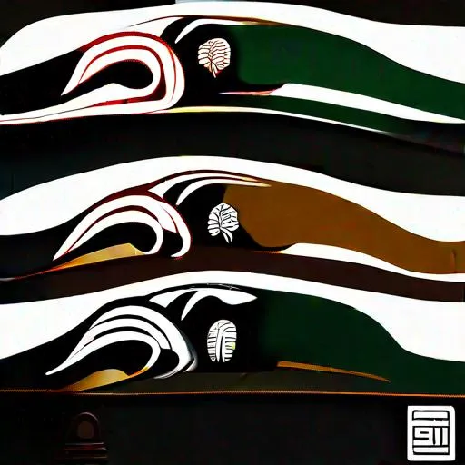 Insanely Detailed Mongoose Japanese Mon, On a black...