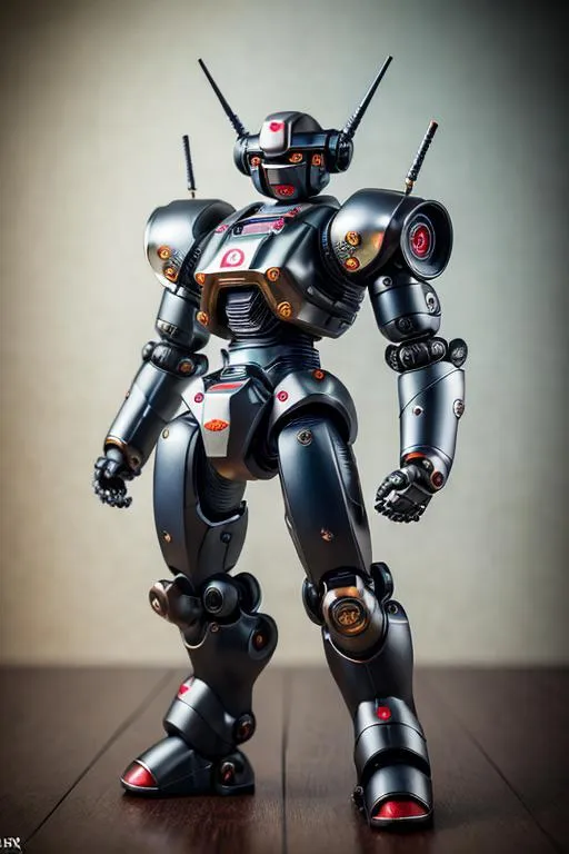 Prompt: japan anime robot look like	"Matchless Raijin-Oh", random pose, random background

vintage, miniature. (high detailed skin:1.2), 8k uhd, dslr, soft lighting, ideal human, high quality, film grain, Fujifilm XT3, hyper realistic, detailed head