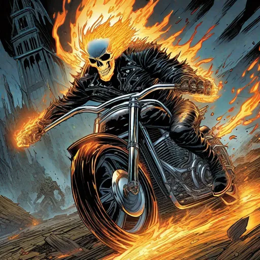 Prompt: Ghost Rider, Johnny Blaze, Mark Brooks and Dan Mumford, comic book art, perfect, smooth