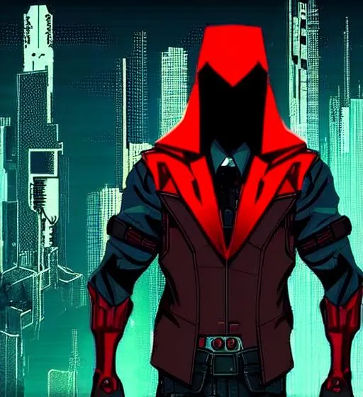 Prompt: red hood cyberpunk