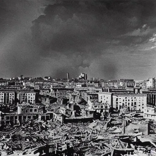 Stalingrad after german bombing in 1942. with birght... | OpenArt