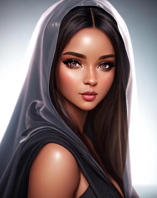 Prompt: UHD, 8k, high quality, ultra quality, cinematic lighting, special effects, hyper realism, hyper realistic, Very detailed, high detailed face, high detailed eyes, medieval, fantasy, woman, black skin, gorgeous, cute, young, thick girl, no underwear, transparent robe