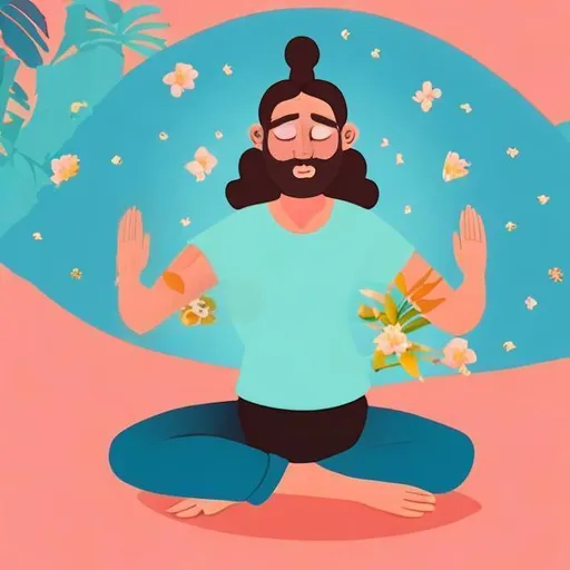 Prompt: animated yoga and meditation instructor 