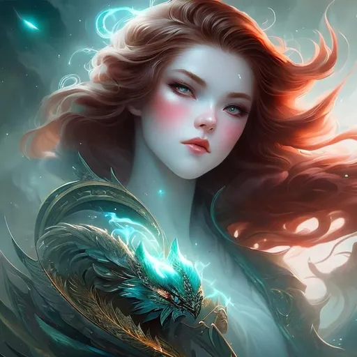 Prompt: Despite her youthful appearance, she possessed a resolute demeanor, yet her beauty was undeniable. What made her truly exceptional was her distinctive combination of sky blue and red hair, as well as her striking pupils that seemed to be born from the depths of an otherworldly dimension, reminiscent of Peter Mohrbacher's artwork. With a captivating face, adorable nose, captivating and unique eyes, graceful legs, and an overall presence that could only be described as a masterpiece, she was a sight to behold, deserving of an 8K resolution.
