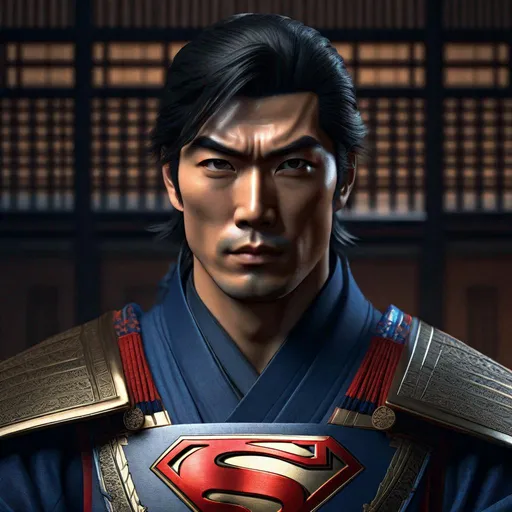 Prompt: Portrait of {  Ninja superman } in  {edo era Japan}, perfect composition, hyperrealistic, super detailed, 8k, high quality, trending art, trending on artstation, sharp focus, studio photo, intricate details, highly detailed,happy face, by greg rutkowski