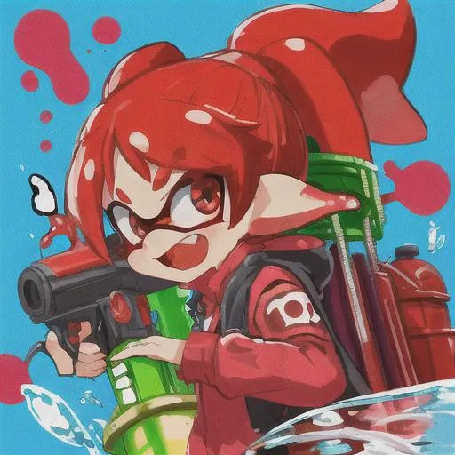 Prompt:  red splatoon