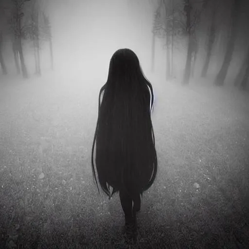 Prompt: Lonely long hair depresive in fog celtic chorh

