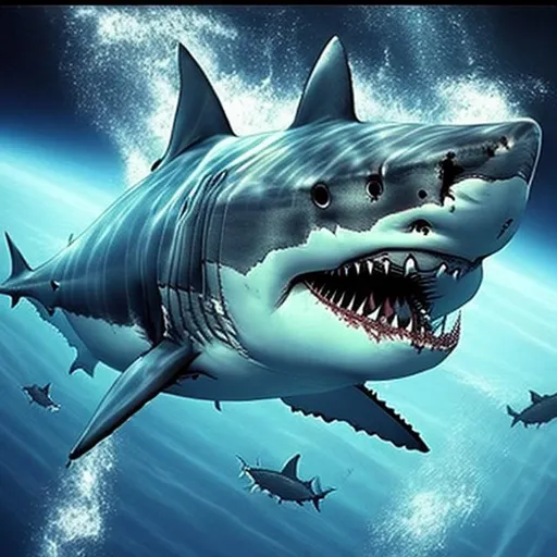 Prompt:  great white shark in space 
