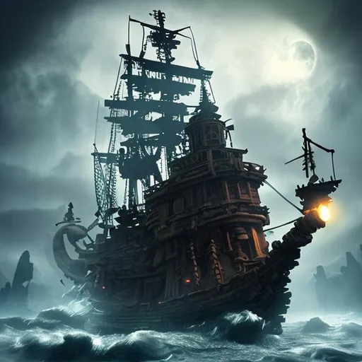 Prompt: ghost pirate ship