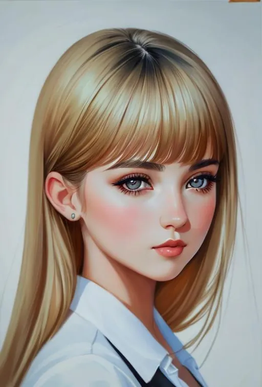 Prompt: girl, color, black hair, portrait, European eyes, European, small eyes illustration, painting, drawing, art, realistic tender sweet portrait of a young woman symmetrical eyes, perfect posture, portrait illustration, characterdesign, sharp focus, illustration, 
