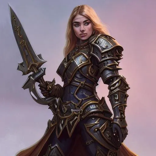 portrait of imogen poots as a warhammer paladin, wit... | OpenArt