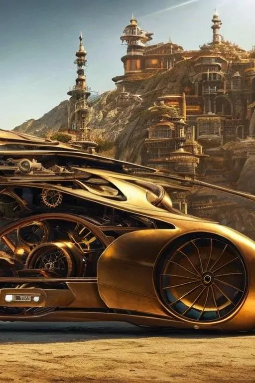 A Steampunk Hyper Car In The Style Of Jules Verne An... | OpenArt