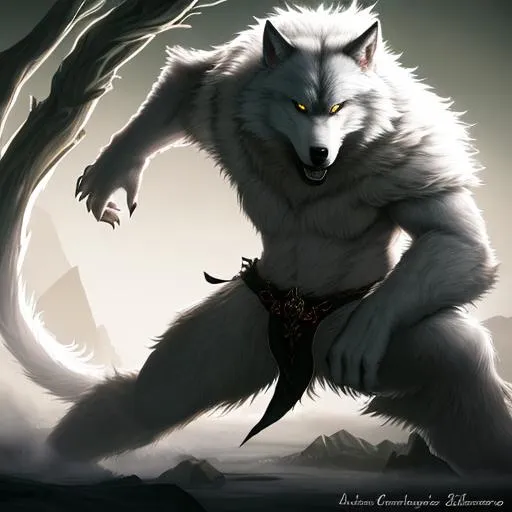 Prompt: Chiaroscuro, ((Cinematic high quality photo)), ((photorealistic full-body portrait masterpiece)) of a hyperdetailed ethereal, unnatural, white-skinned, menacing werewolf in battle stance, resembling the Druid from Diablo 2, with a small tail, long claws on fingertips, wolf hind feet, barely clothed, wearing a runic druid red clothes, standing atop a lush hill in a dark forest on a red full moon night, battling infernal monsters, unreal engine 8k octane, 3d lighting, UHD, HDR, 8K, render, HD 
