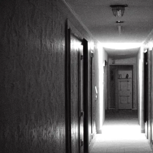 Prompt: creepy long hallway