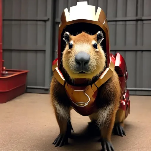 Prompt: A Capybara in Ironman armor