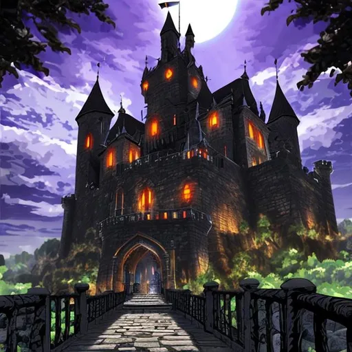 Secret Quest Castle - Anime Landscape - Genshin Impact Symbol Element  Electro Lightning - Inazuma
