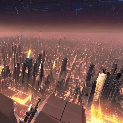 Prompt: Coruscant city view