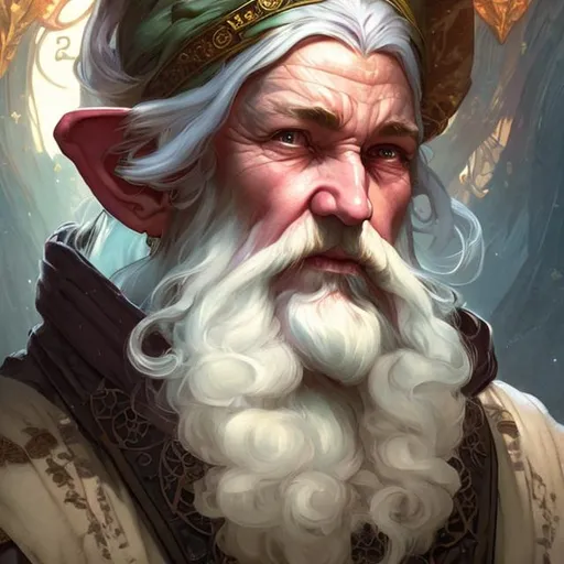 Prompt: beautiful digital fantasy painting portrait of a male gnome wizard in the style of baldur's gate portrait art and art by greg rutkowski, ayami kojima and alphonse mucha