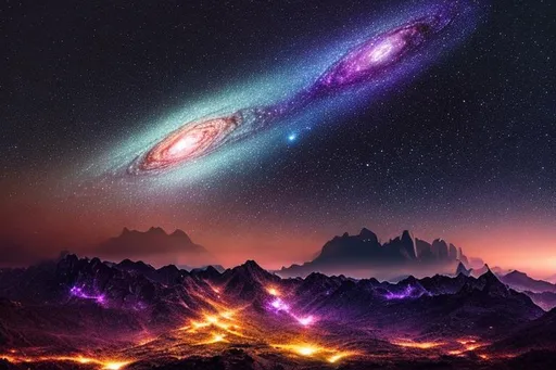 Galaxy landscape background. Night sky with stars wallpaper