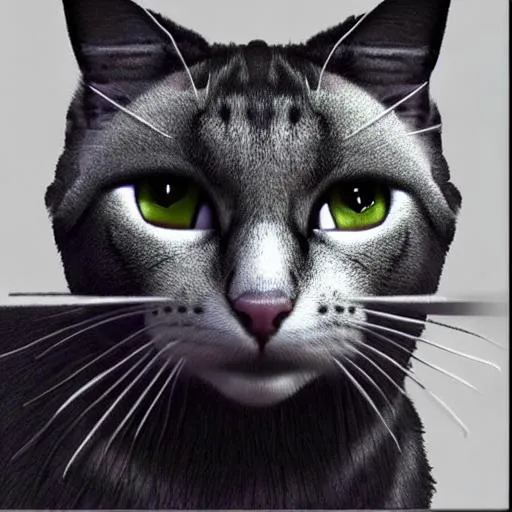 Prompt: a 3D realistic cat from close with a harry potter scar