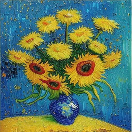 Prompt: Oil painting flower in the style of Van Gogh 