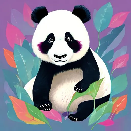 Prompt: panda hybrid, 
in Children’s book 
illustration style