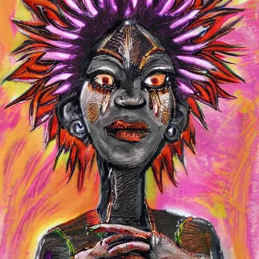 Prompt: Voodoo Priestess Female Woman doing ritual-Pastel Abstract Style art.
