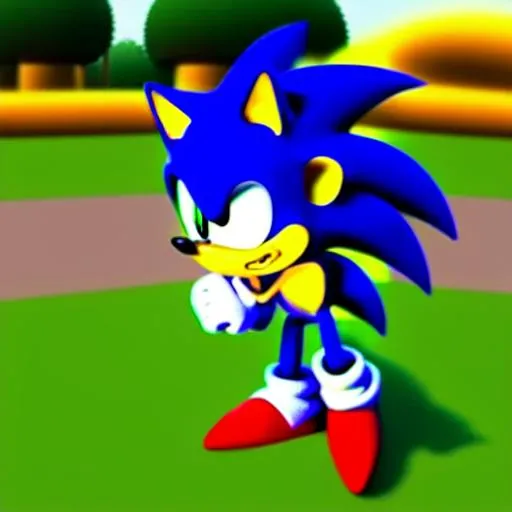 Prompt: sonic walking into the park 