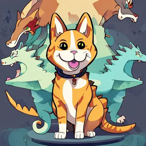 Prompt: cat dog dragon