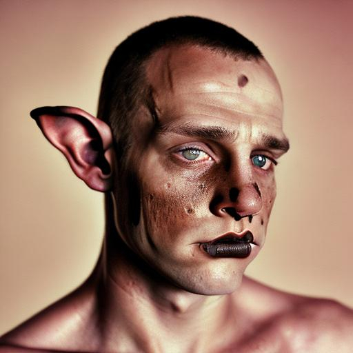 hideous male elf portrait with ashen skin tone, one... | OpenArt