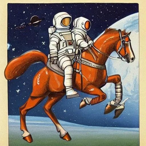 Prompt: A astronaut riding a horse in space 