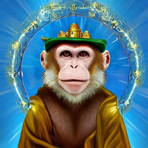 Prompt: An old wise and magical monkey

