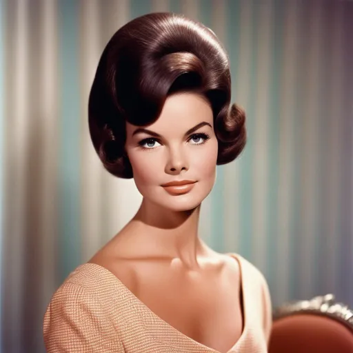 Prompt: stepford wife,dark brown hair, early 1960s, femininity, feminine aura