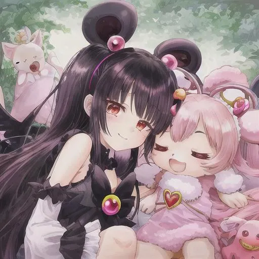 Prompt: Kuromi and my melody 