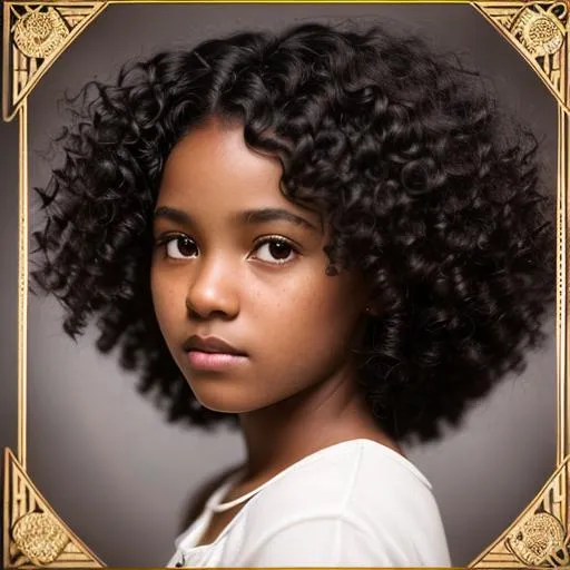 Prompt: Please produce a photo of a black girl, 4c hair , 12 yo, dark brown eyes, close set eyes, is a girl, dark skin, acne, y2k clothing, , hyper realistic, black hair ,pretty eyes in a professional photoshoot, symmetrical face,professional lighting, highly detailed  art by greg rutkowski and alphonse mucha add film grain and colour noise slightly open sensual mouth
