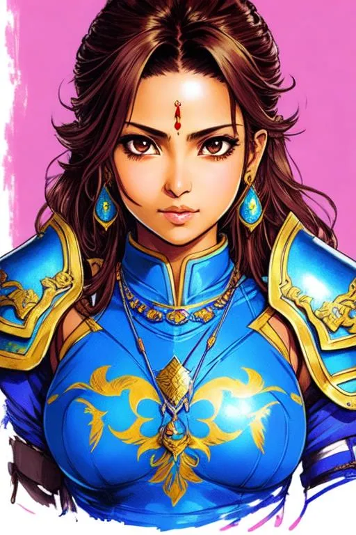 Prompt: Dragon Quest 3 Concept art (((Yoji Shinkawa))), sticker of ultra detailed portrait of Sadaf Mohammed Sayed  (Indian actress who mainly appears in Telugu, Tamil, and Kannada films)in blue holy armor,  high quality cell shaded illustration in post apocalyptic style by Yoji Shinkawa, ((full body portrait)), dynamic pose, perfect anatomy, centered, freedom, soul, blue long hair, approach to perfection, cell shading, 4k , cinematic dramatic atmosphere, watercolor painting, global illumination, detailed and intricate environment, artstation, concept art, fluid and sharp focus, volumetric lighting, cinematic lighting, Art by Yoji Shinkawa,
