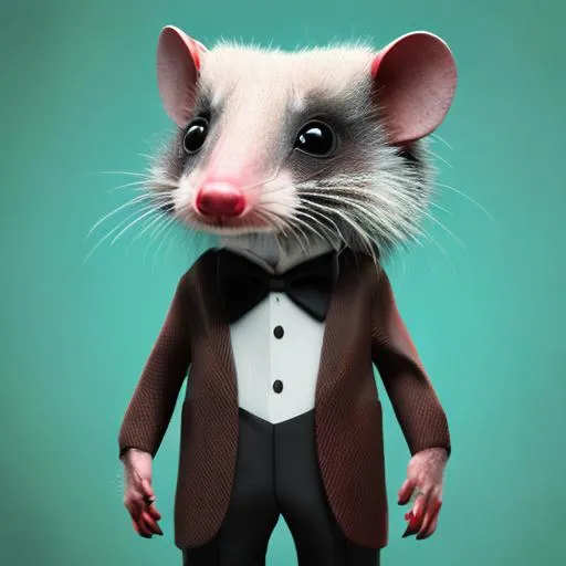 Super cute opossum, dressed in a Tuxedo, amazing col... | OpenArt