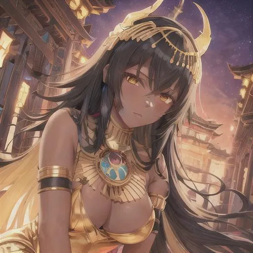 Prompt: an anime illustration inspired by the anime  artist Afukuro

Beautiful Cleopatra girl with dark skin black hair in a strait cut and big yellow eyes ,

Temple Architecture Backdrop background,

She wears a white dress


anime artwork with a realistic style, featuring detailed textures, lifelike shading, and accurate proportions,
 

16k, UHD, HDR10, 16K, ((Masterpiece)) , Absurdres,
