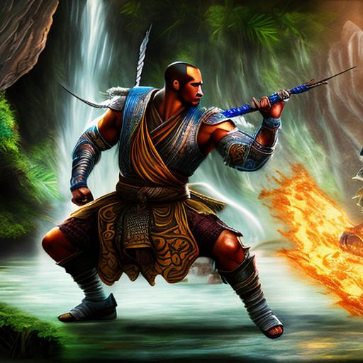 fighting shaolin monks, fantasy, dense jungle, (best... | OpenArt