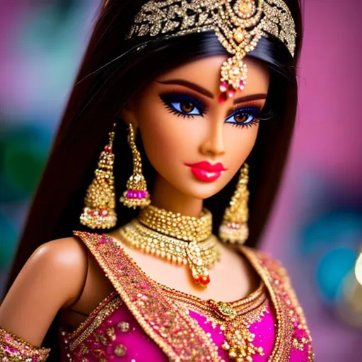Prompt: Highest quality picture of a very detailed Indian Barbie princess