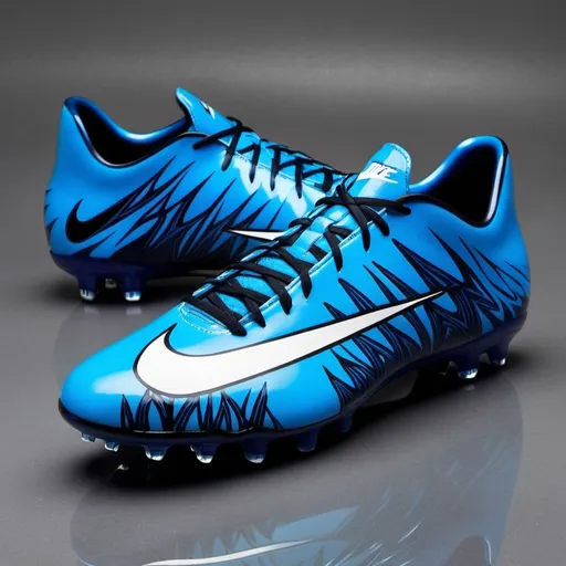 Prompt: Nike Football Shoes Blue Flames


