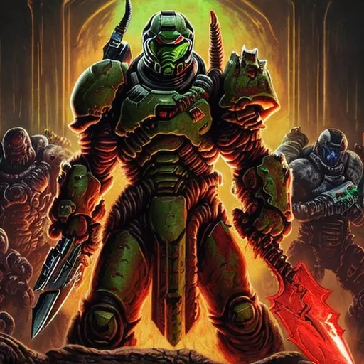 Prompt: The best art you can do with the doom slayer from doom eternal 